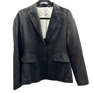 Uniqlo Ines De La Fressange Paris Black Linen Blend Blazer Sz Small GUC